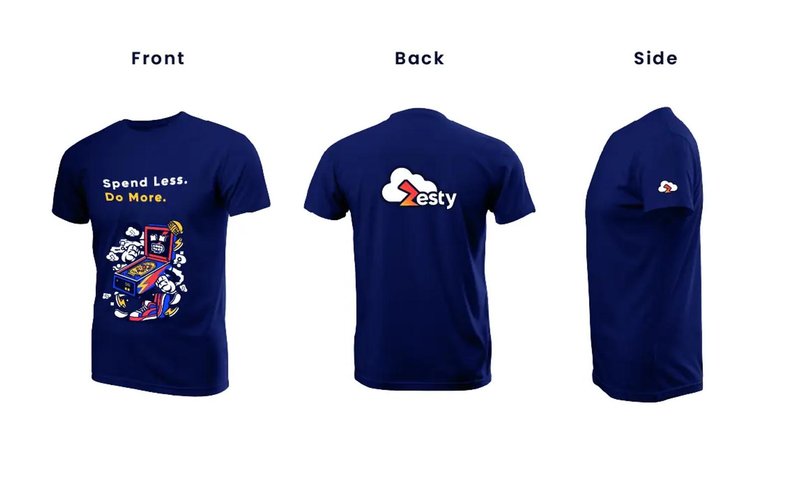 Zesty t-shirt, front, back and side