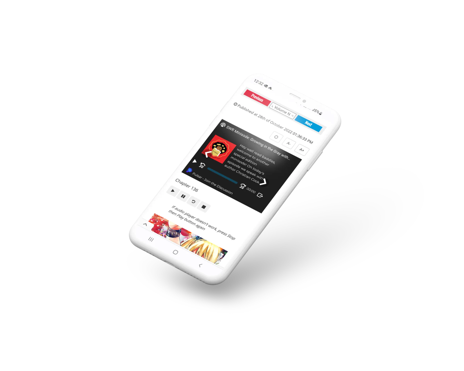 Pulsar player on a mobile article