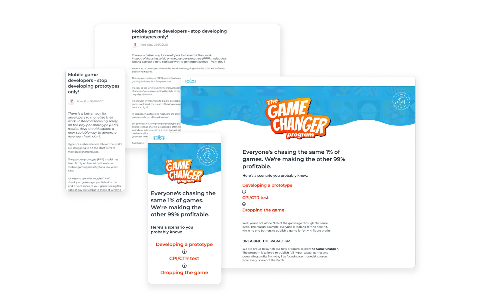 Content article leading to the Game Changer landing page