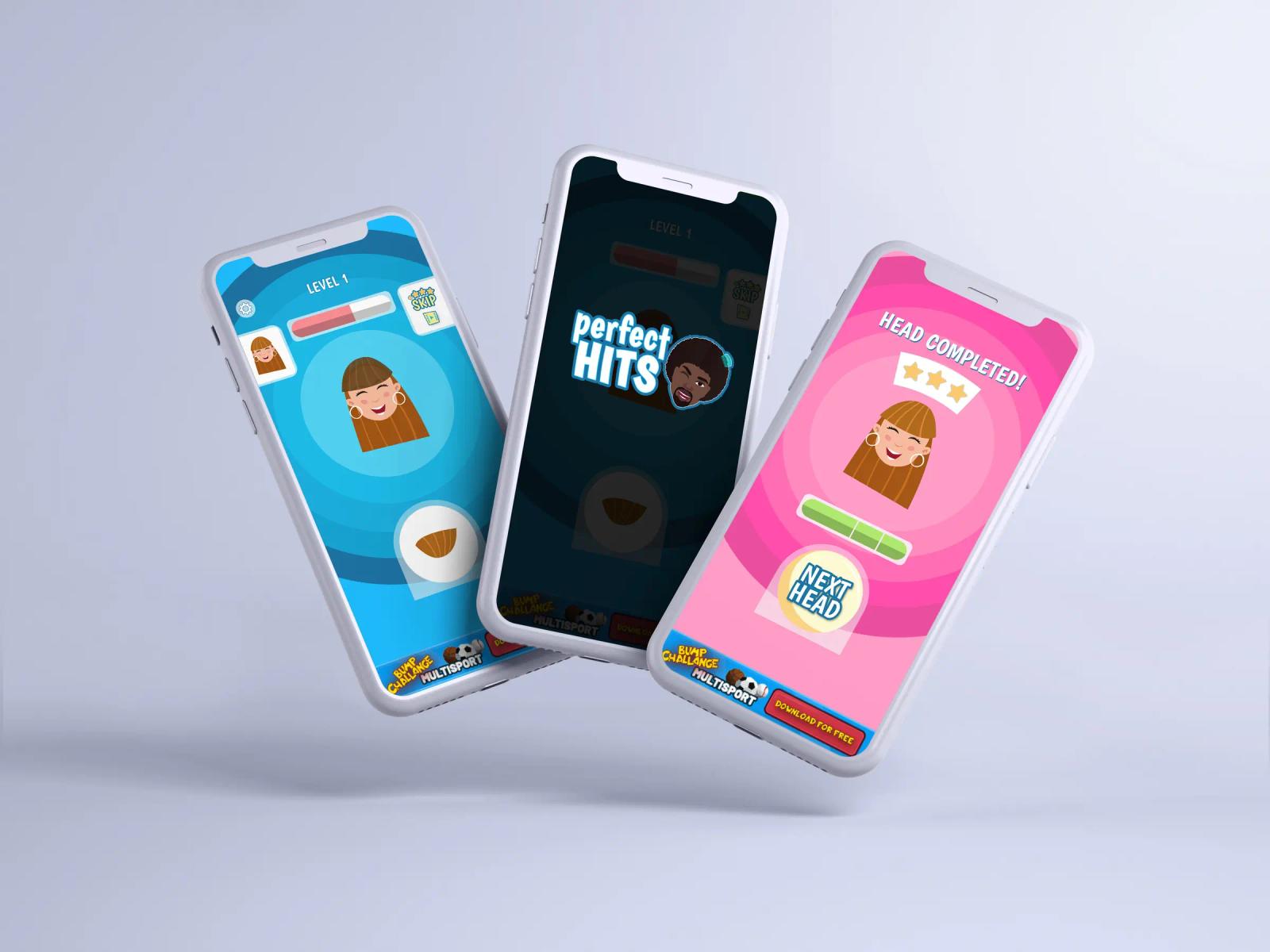 Ovivo hyper-casual games on three phones