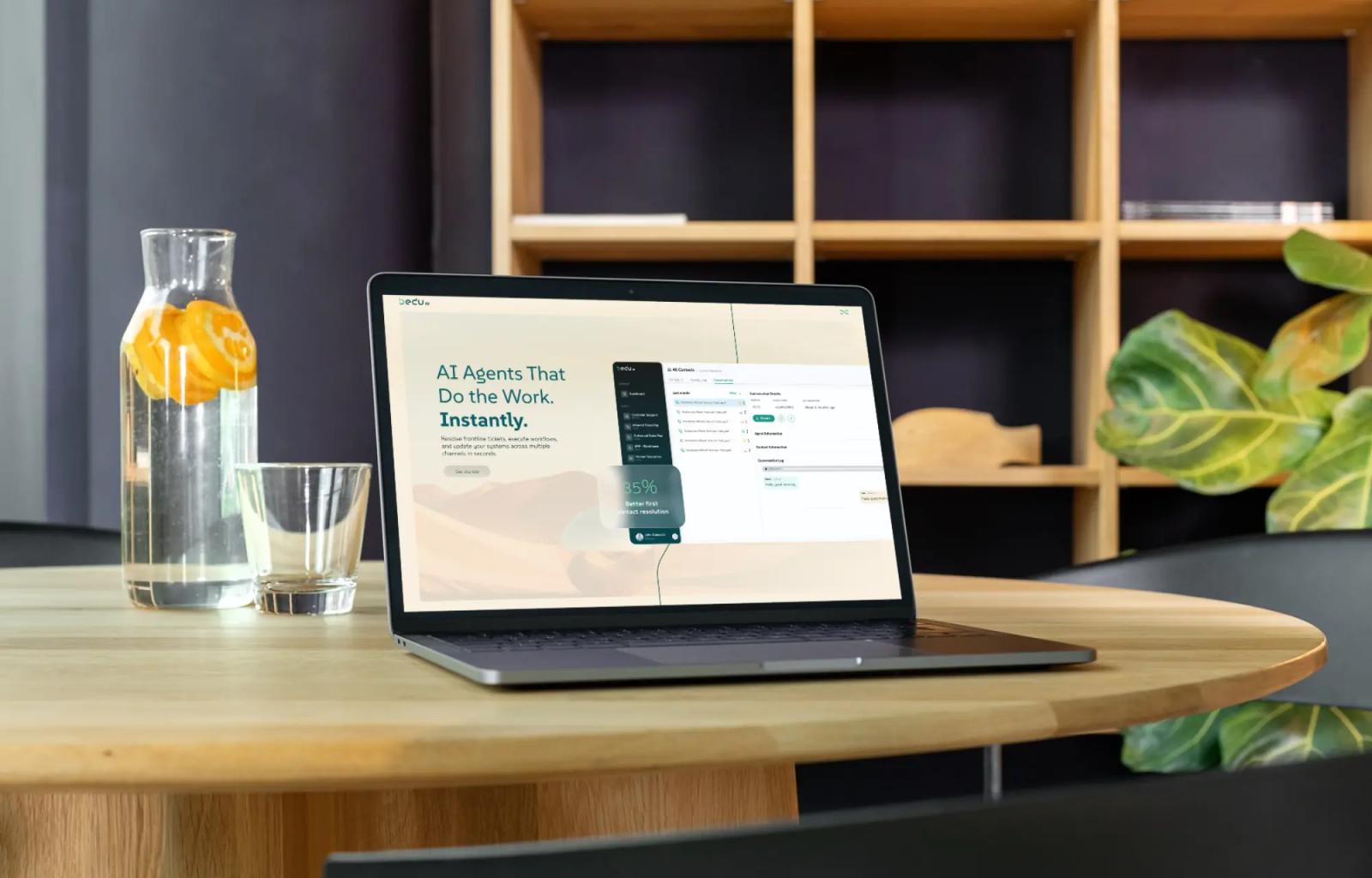 Bedu website on a laptop in an office