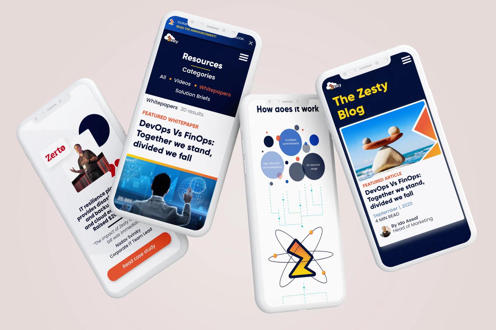 Zesty mobile website: blog, resources and how it works
