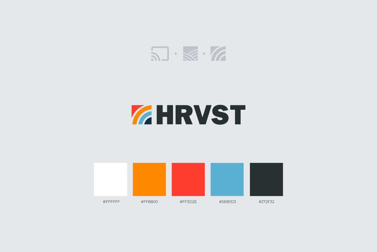 HRVST logo, icons and colour palette