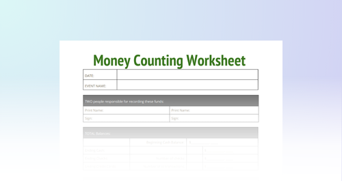 Managing & Tracking Money Guide + Cash Collection Tally Form