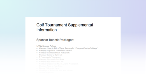 Golf Tournament Sponsor Packages & Letter Examples