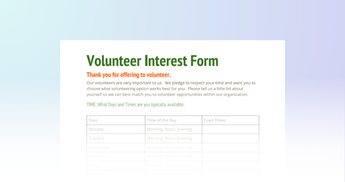 Volunteer Interest Form