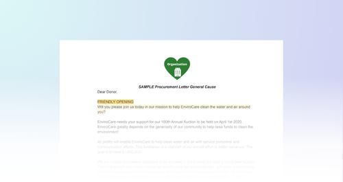 Procurement Letter: General Cause Template