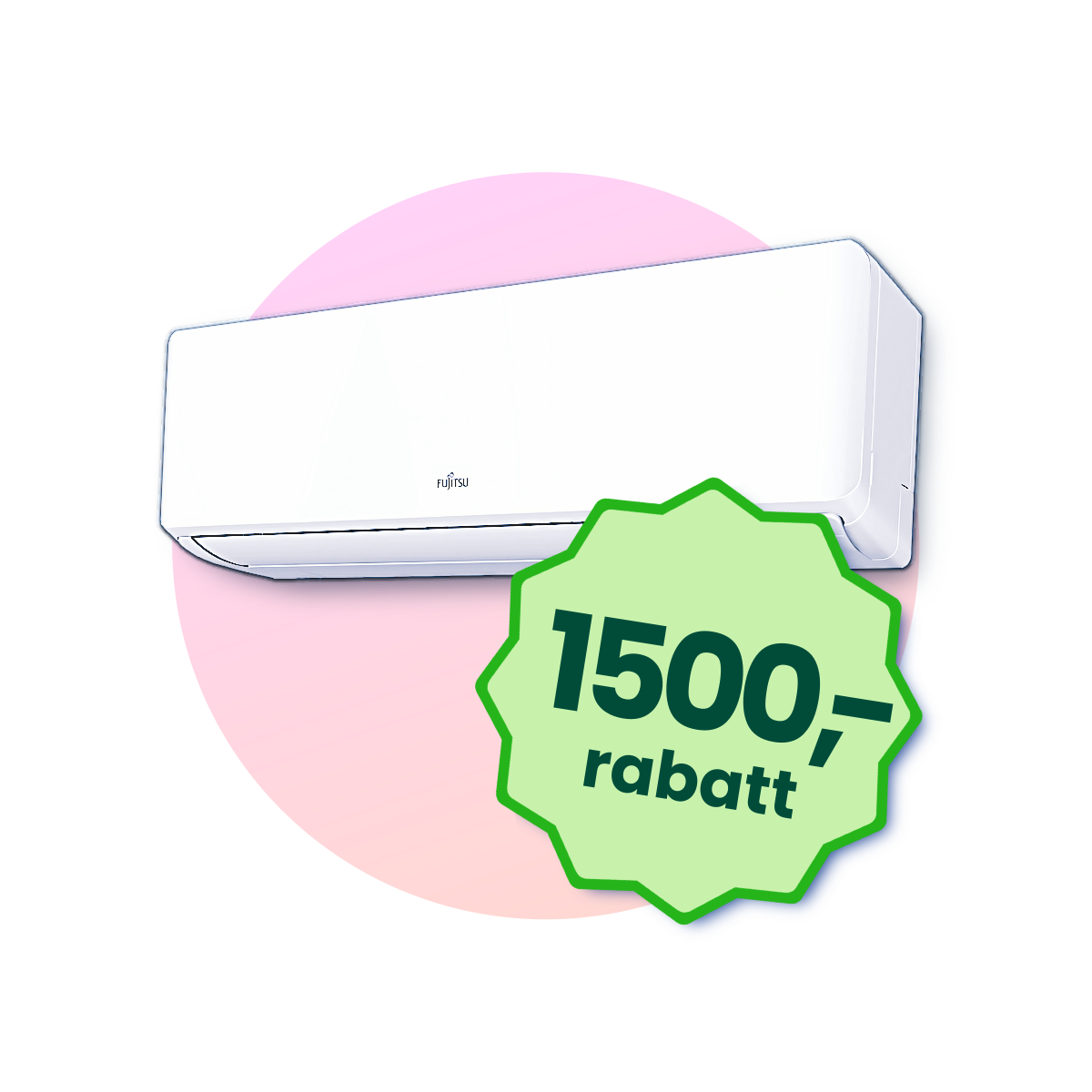 En samling av produktene du kan kjøpe i nettbutikken, fujitsu varmepumpe, høiax smart varmtvannsbereder, sikringsskap