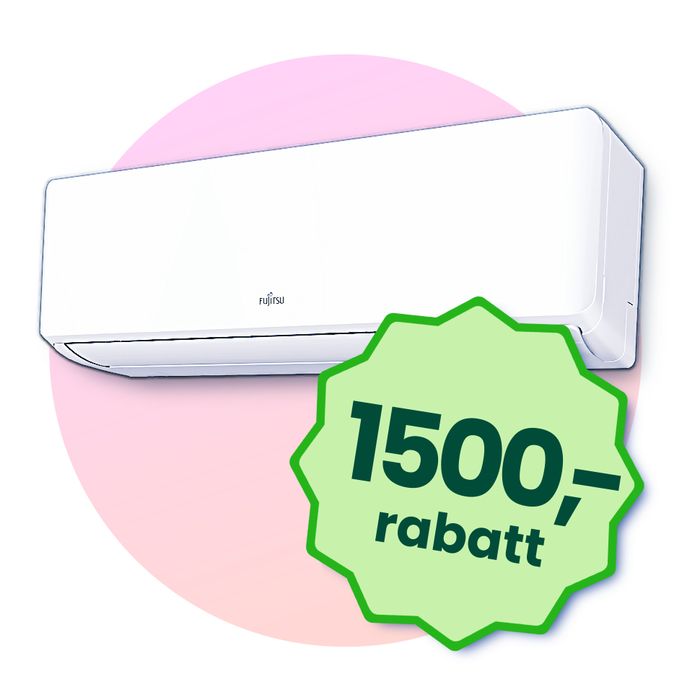 En samling av produktene du kan kjøpe i nettbutikken, fujitsu varmepumpe, høiax smart varmtvannsbereder, sikringsskap