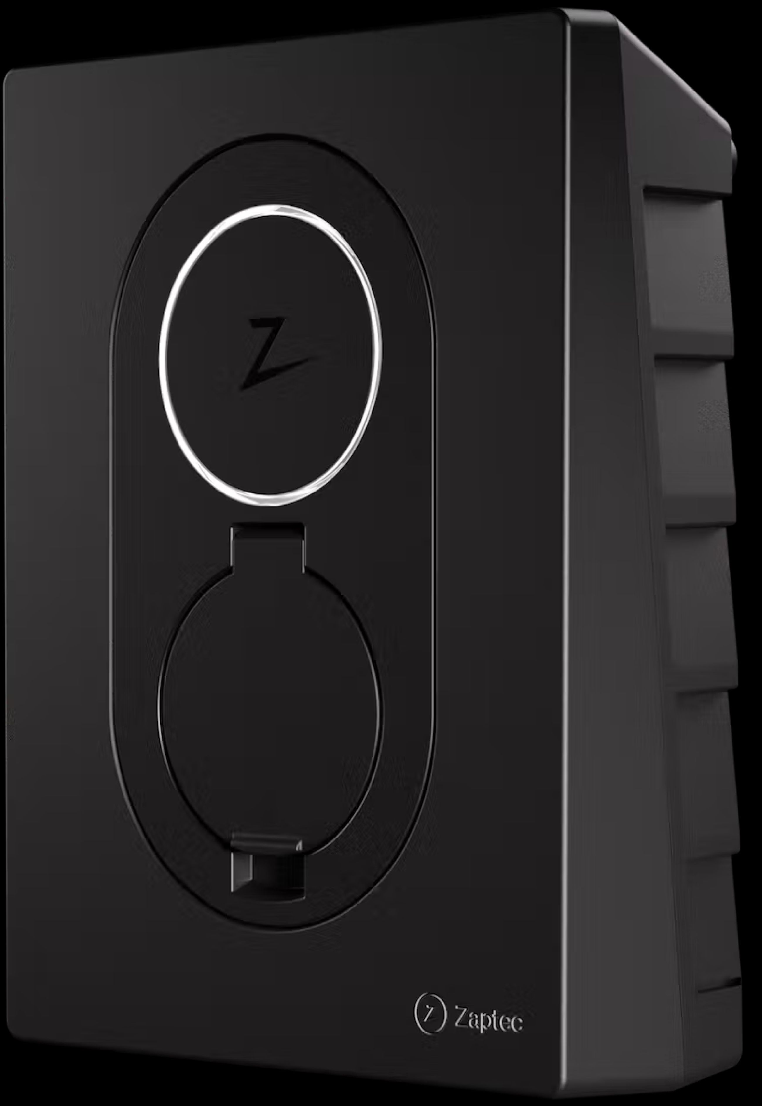 Produktbilde av en Zaptec Go elbil ladeboks, sett fra siden – Ishavskraft