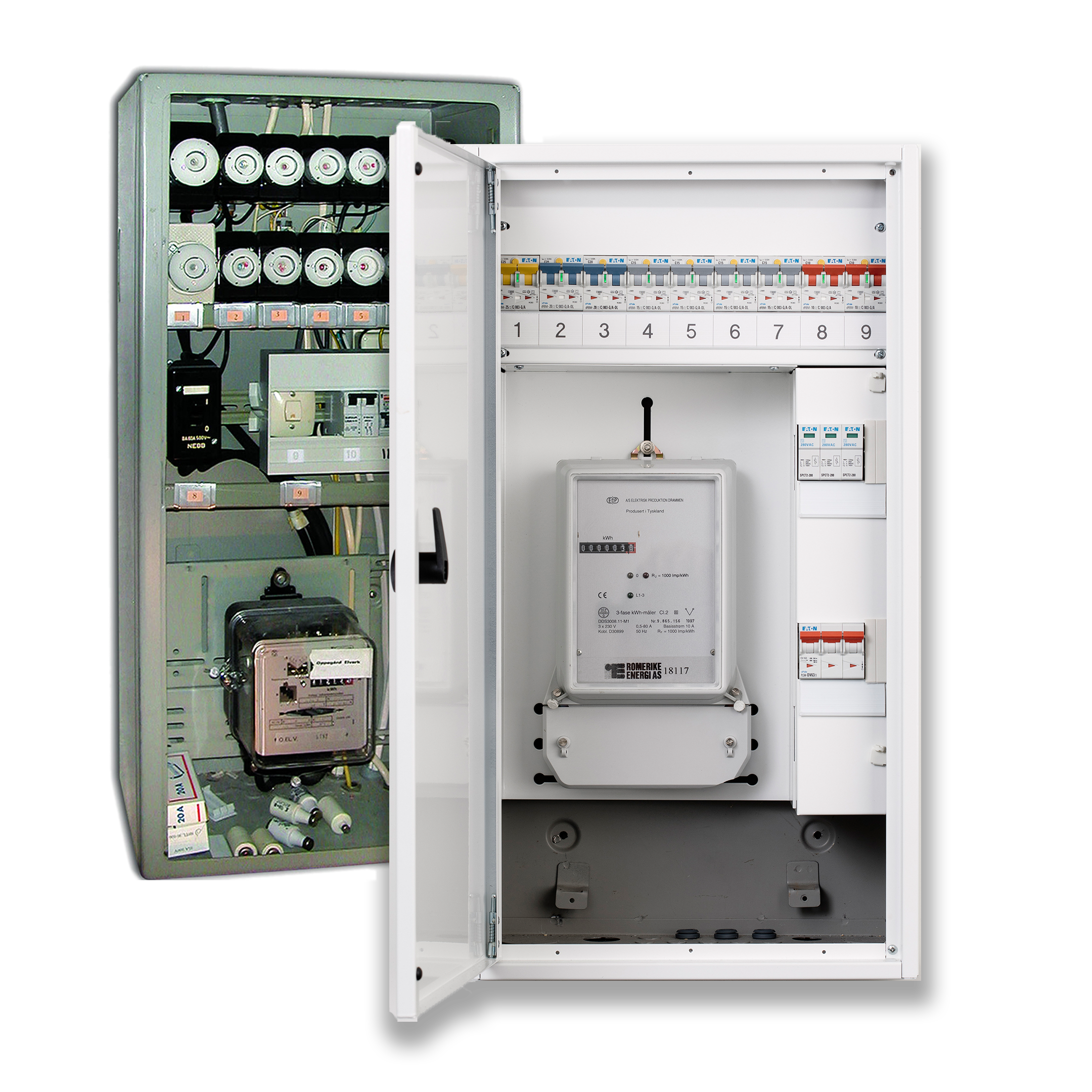 Sikringsskap, sett forfra med mulighet for oppgradering og ny skapdør – tilgjengelig hos Ishavskraft