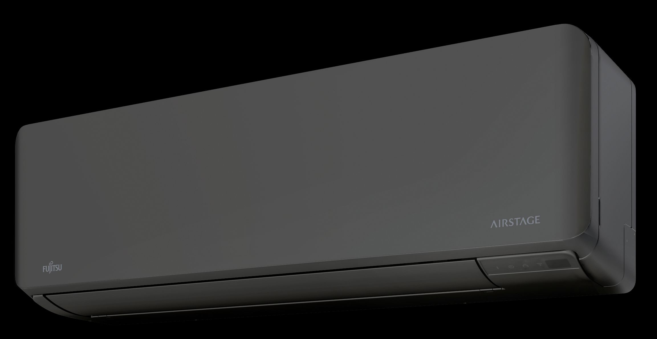 Fujitsu Norgespumpa i sort, sett fra siden– fra Ishavskraft, med mulighet for nedbetaling over strømregninga