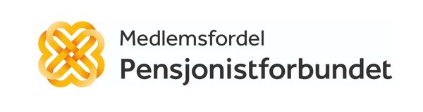 Logo av Pensjonistforbundet med sin ikoniske gule vaffel i tillegg til utsagnet "Medlemsfordel"