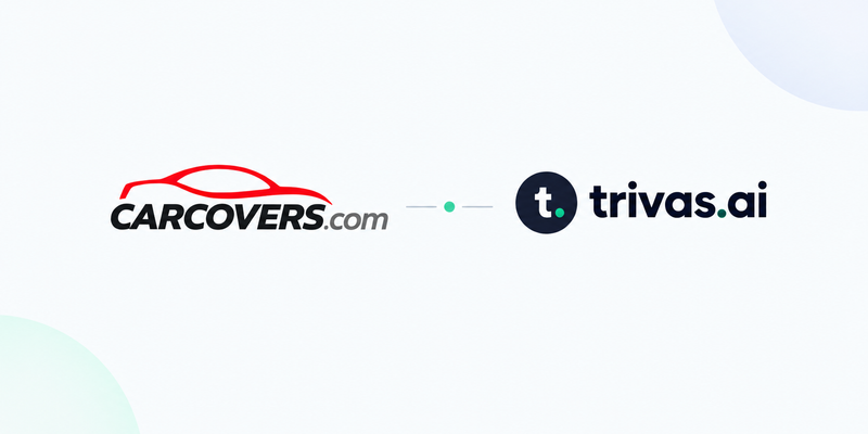 Dashboard screenshot showing CarCover.com's 8 Amazon seller accounts and other sales channels unified into a single real-time Trivas view.
