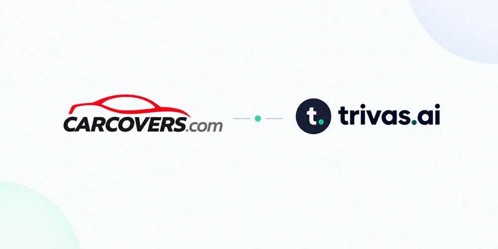 Dashboard screenshot showing CarCover.com's 8 Amazon seller accounts and other sales channels unified into a single real-time Trivas view.