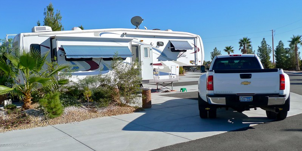 rv with pickup truck