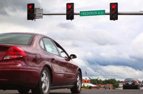 Sitting at a red light