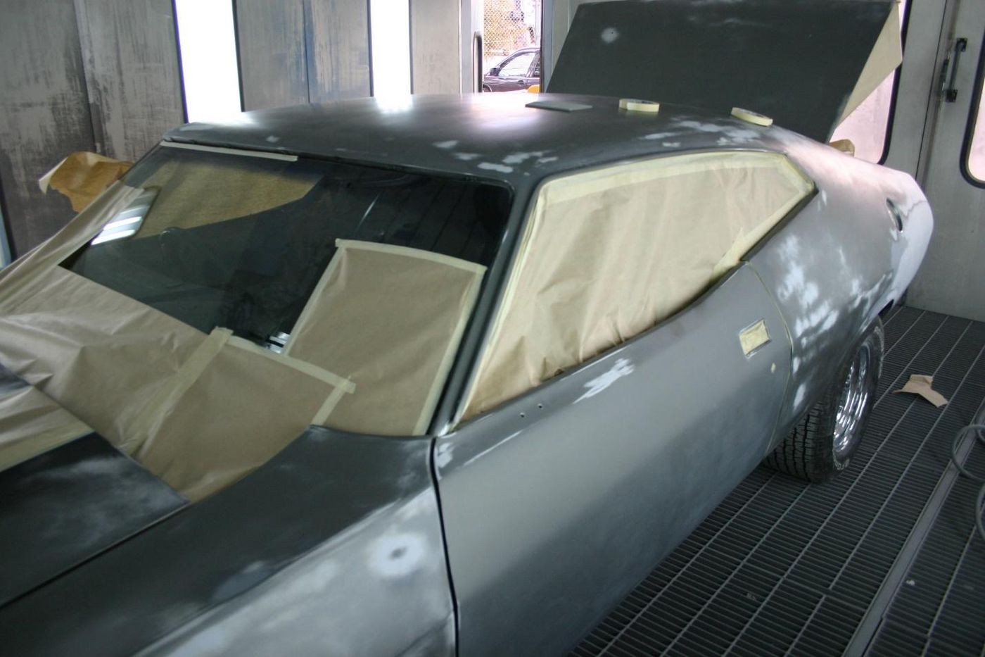 Car in paint booth