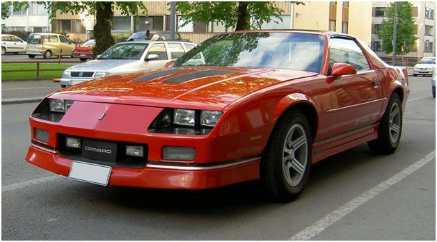 Red IROC Z caught in an unusual position