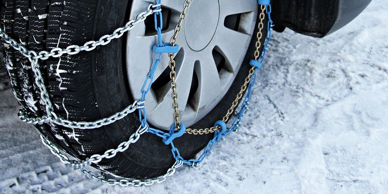 Snow Chains on a Tire