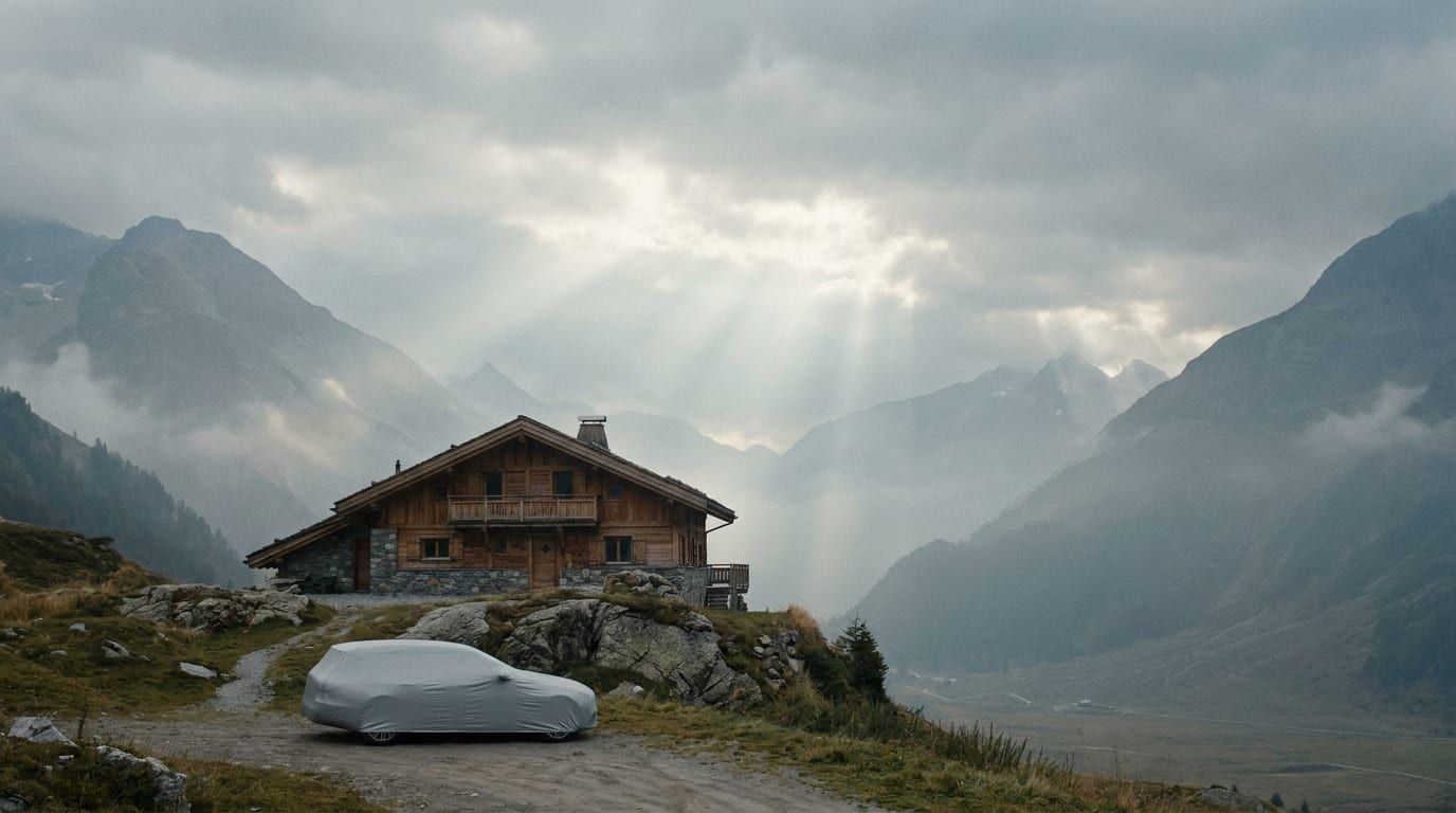 Alpine valley + chalet