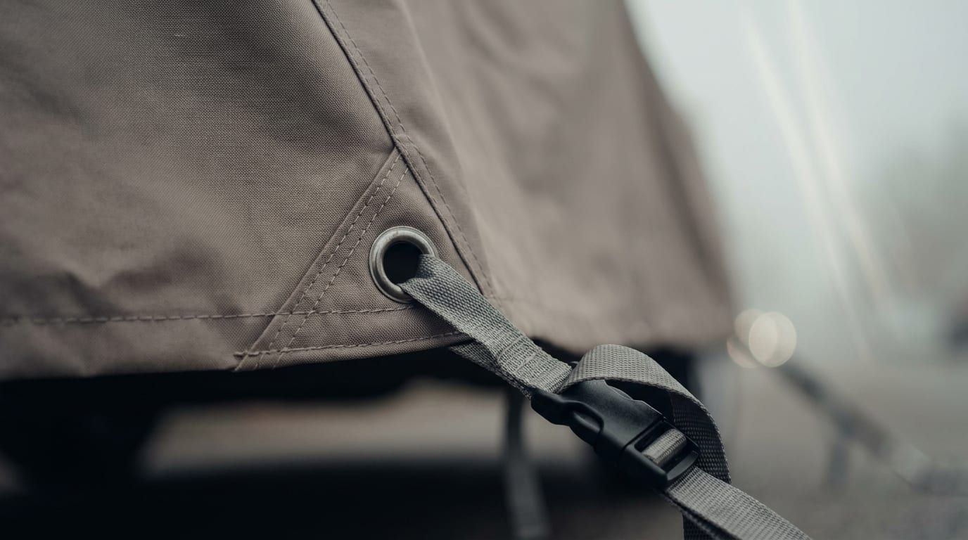 Grommet + tie-down strap