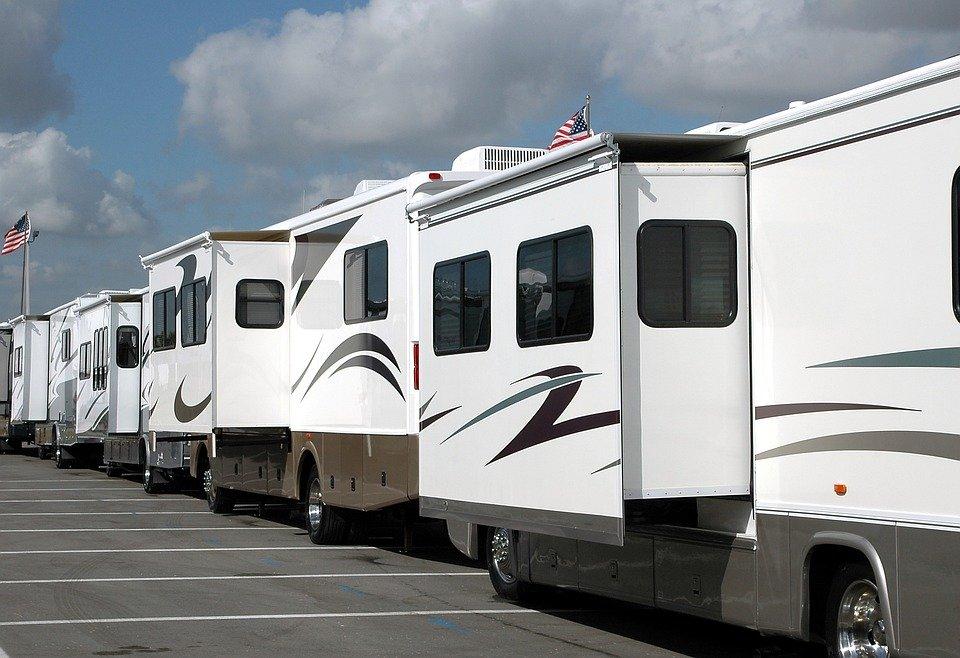 parked RV's, running RV's