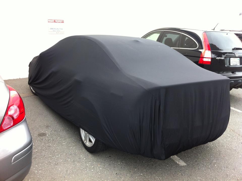 black satin stretch car cover