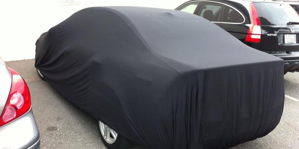 black satin stretch car cover