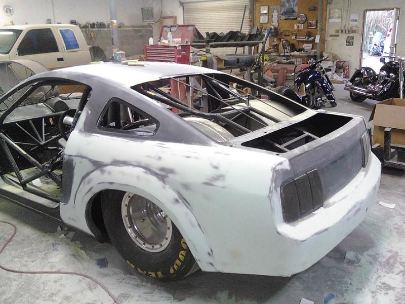 Ford Mustang in the process of paint prep