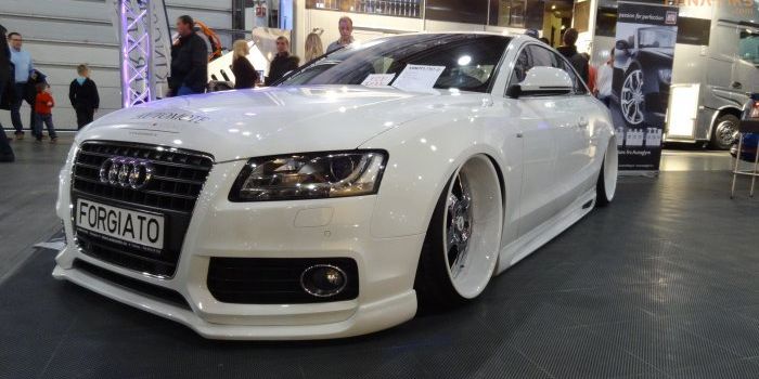 A lowered Audi with sleek looks