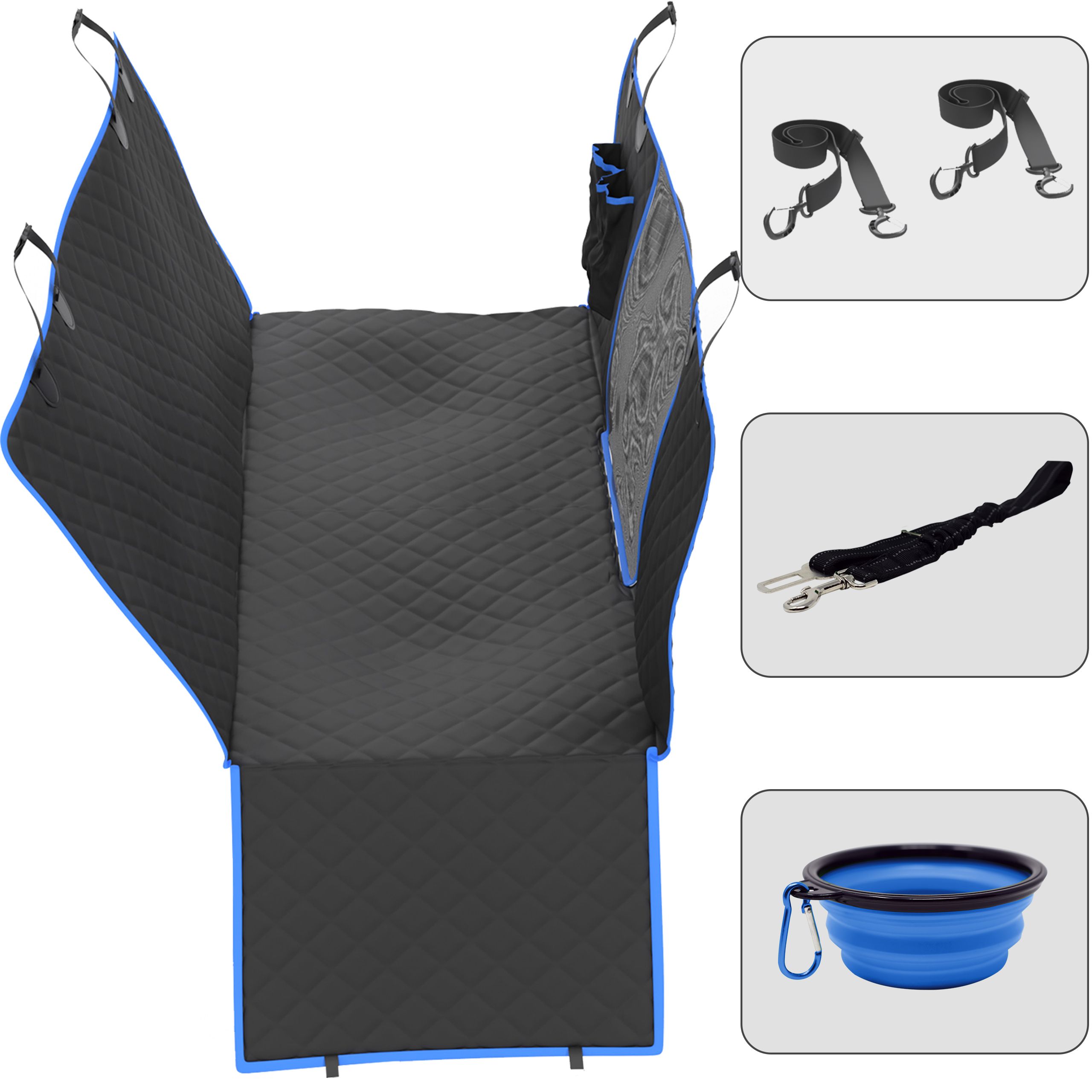PSC-SMBLUE Waterproof Pet Car Seat Hammock — Blue with Sport Trim