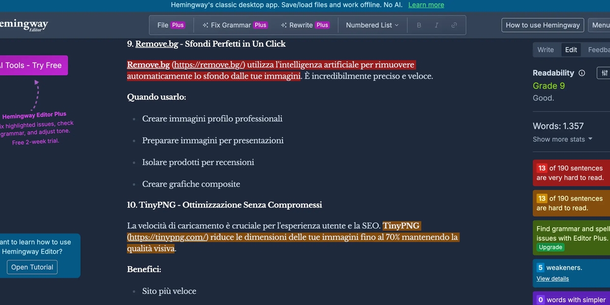 Hemingway editor