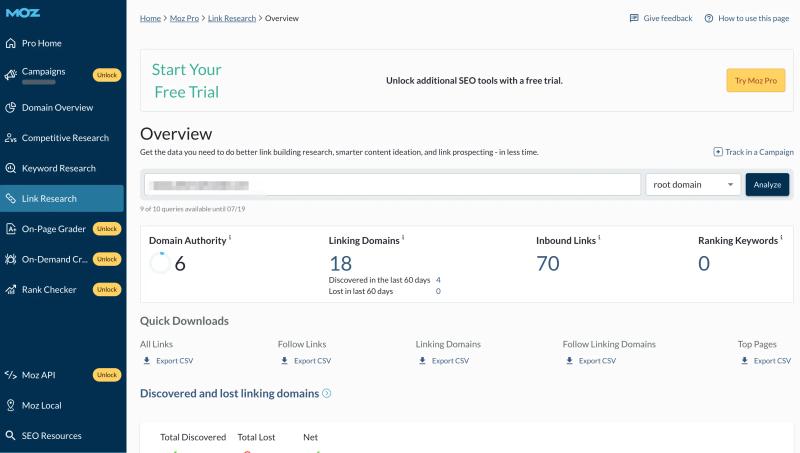 Moz Link Explorer