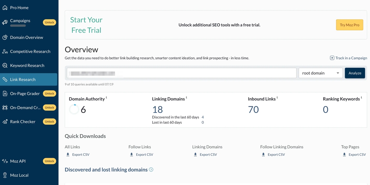 Moz Link Explorer