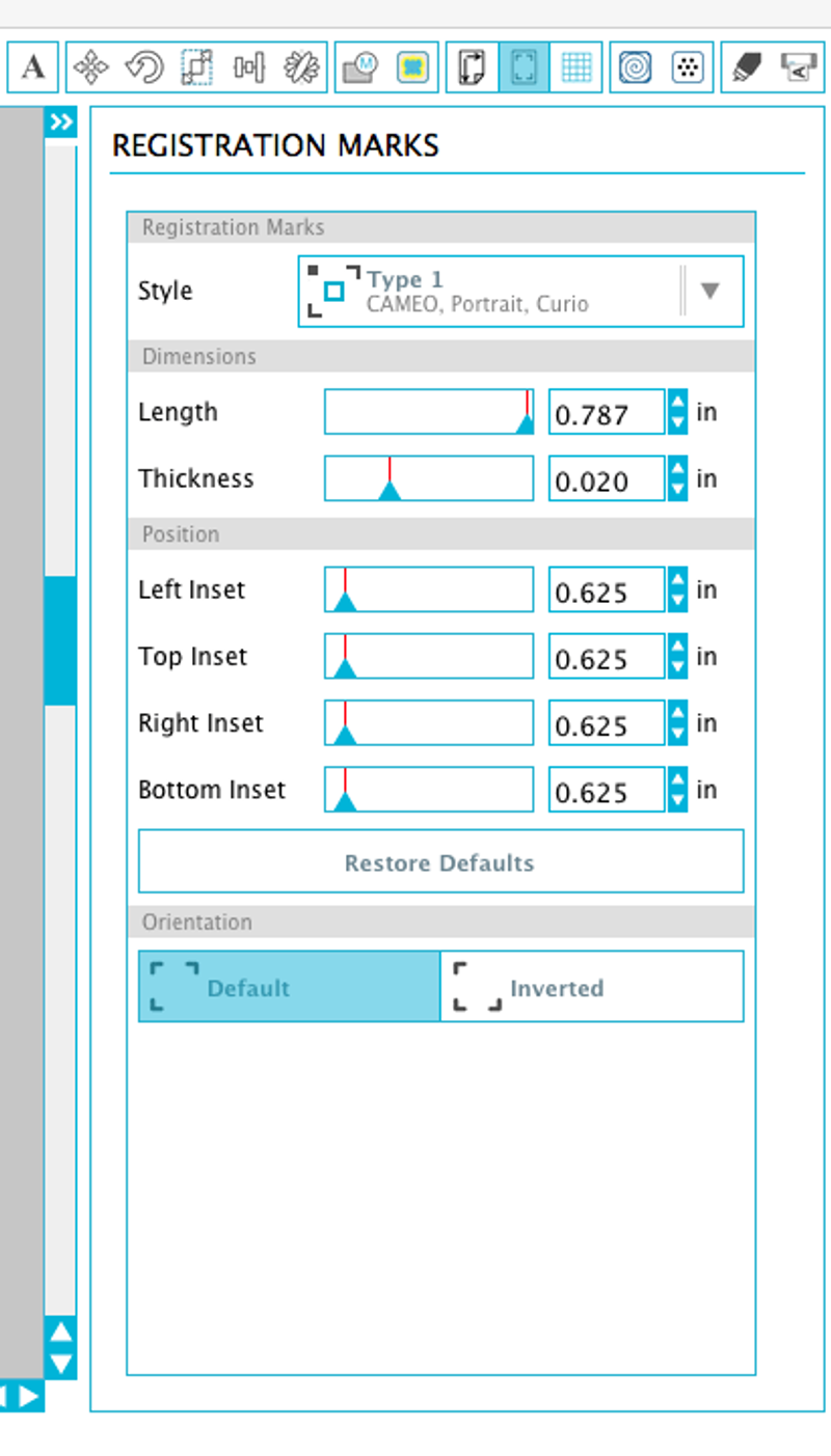 registration marks menu