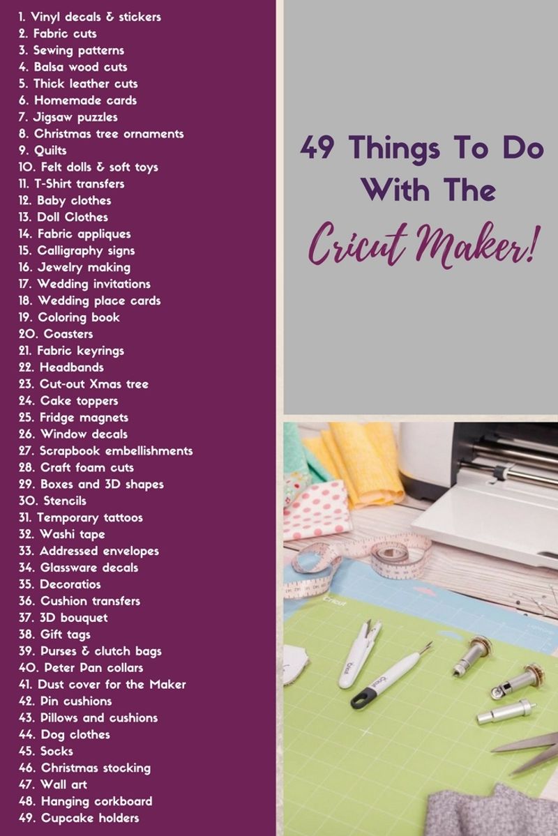 Cricut maker project list