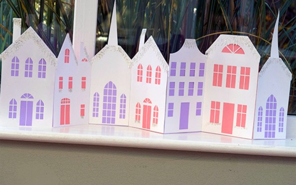 Snowy village with Cricut