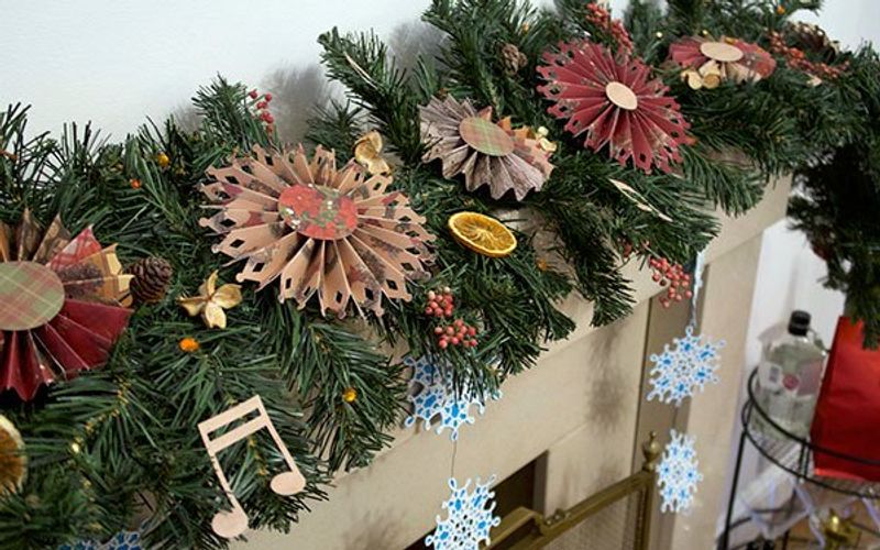 Garland on mantlepiece