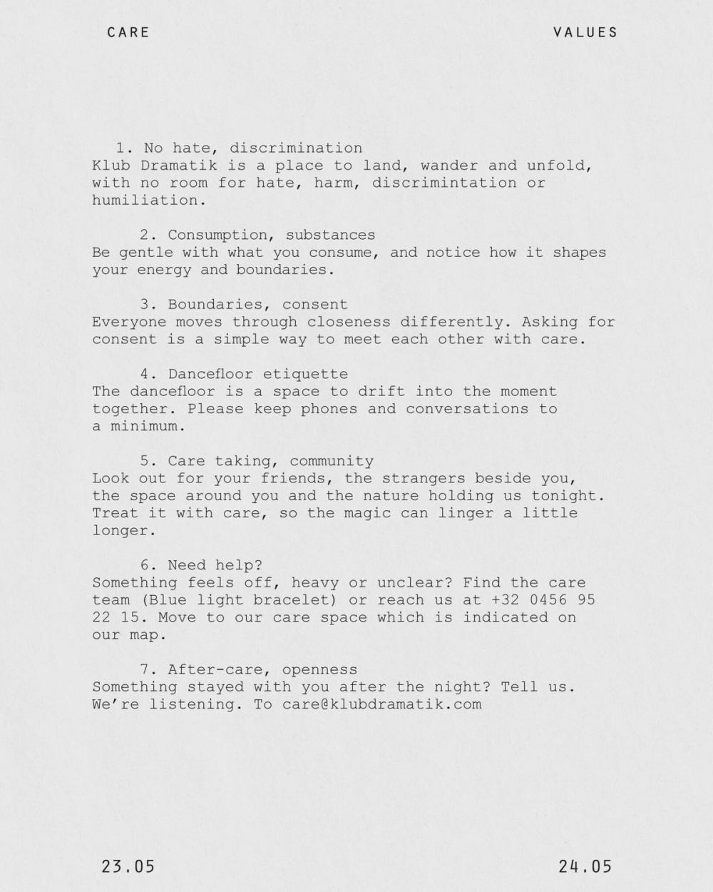 Klub Dramatik Care Policy