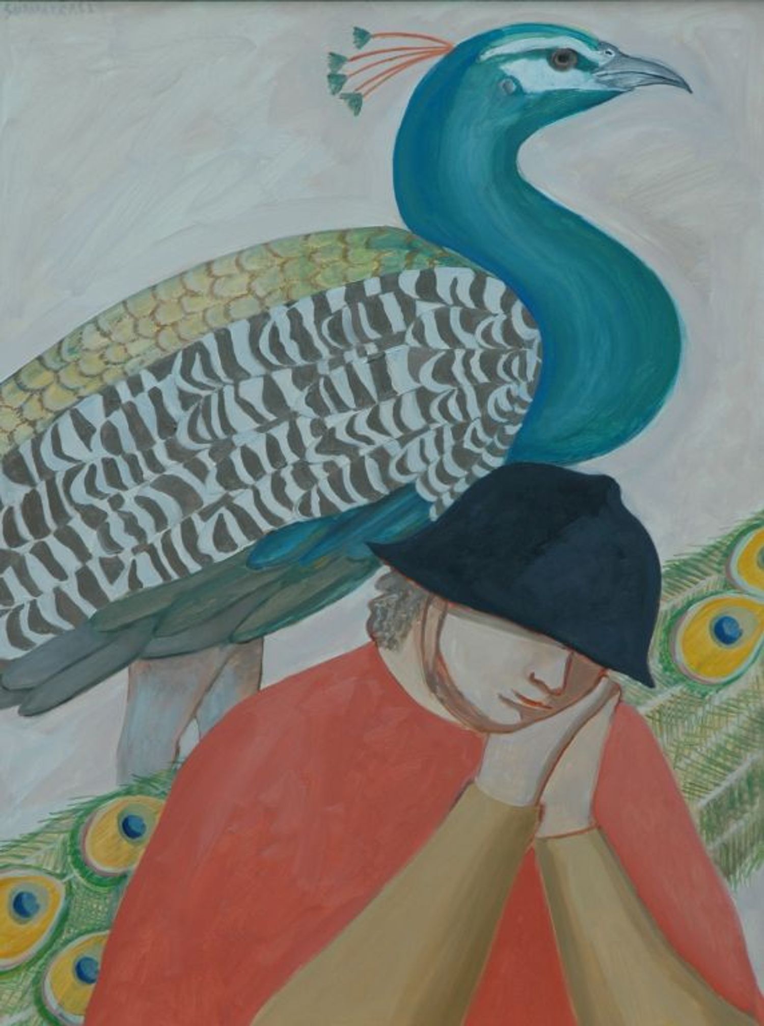 Sleeper with Peacock painting