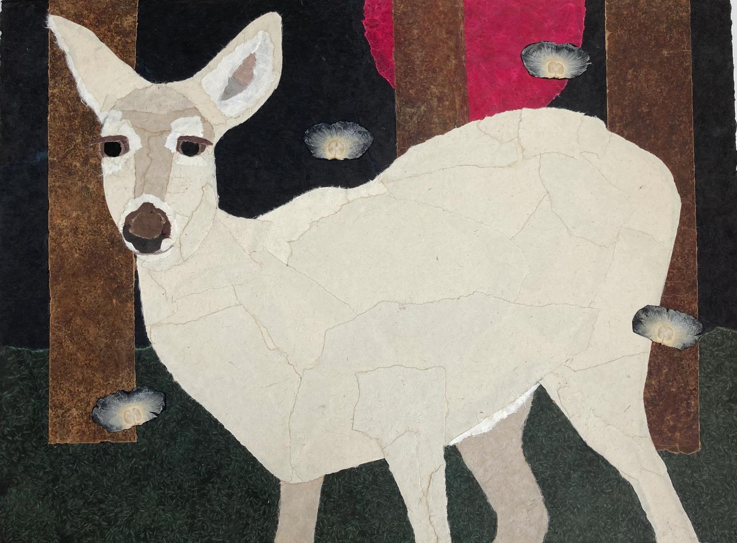 White Deer with Fireflies