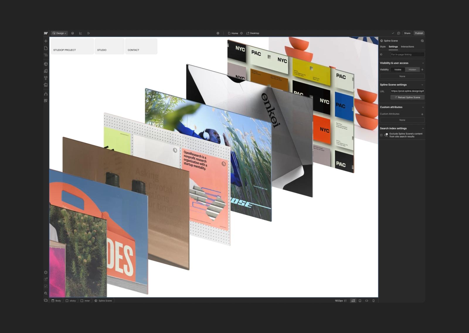 webflow+spline 클론 디자인