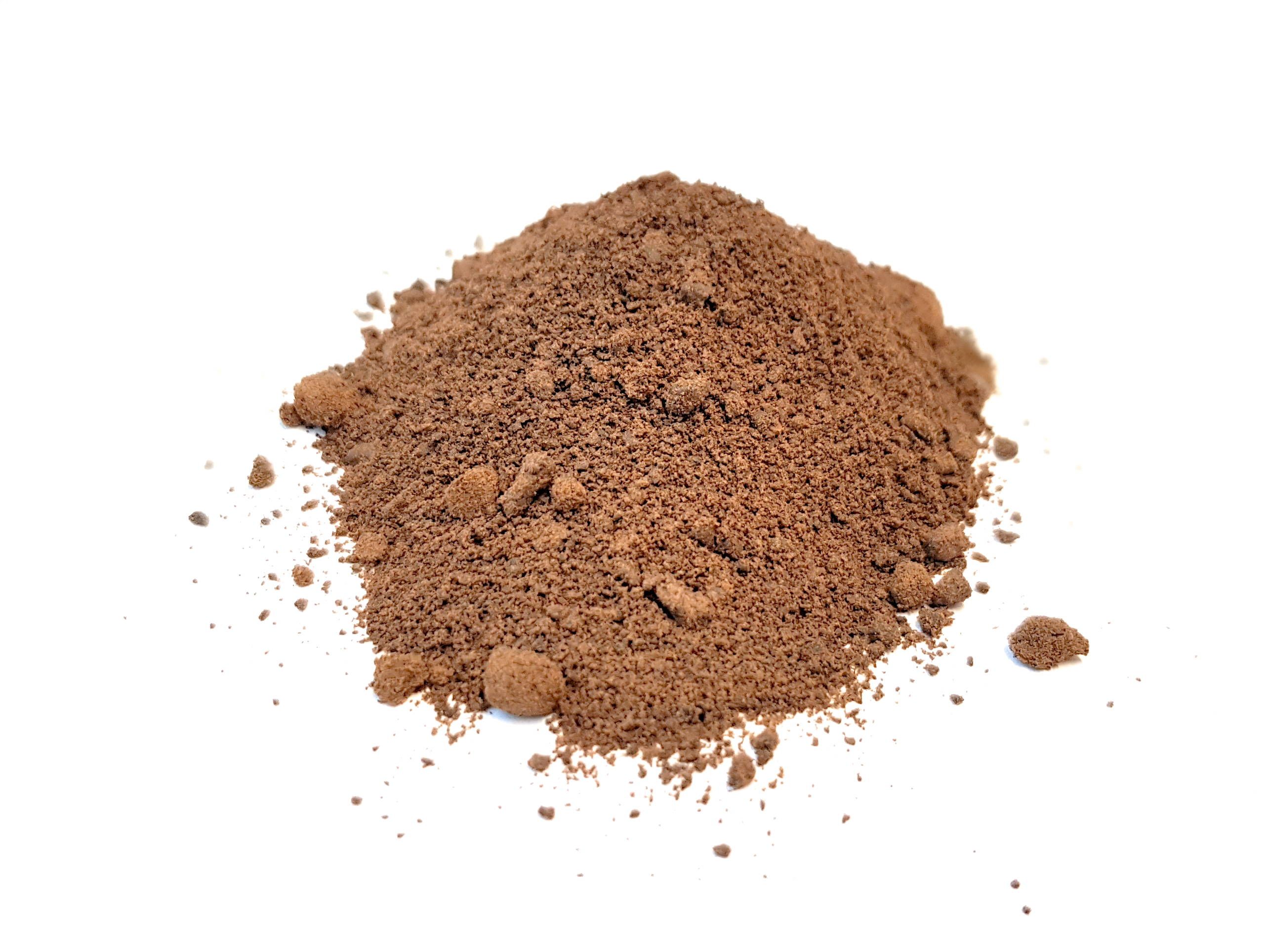 A pile of brown soil on a white background