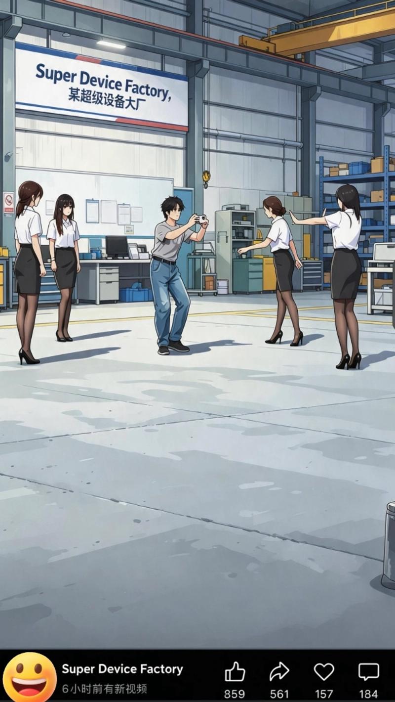 Dance troupe is dancing in factory