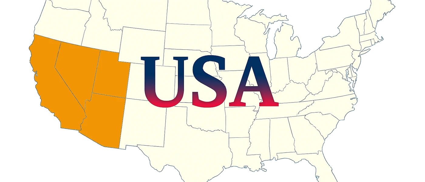 California, Nevada, Arizona, Utah