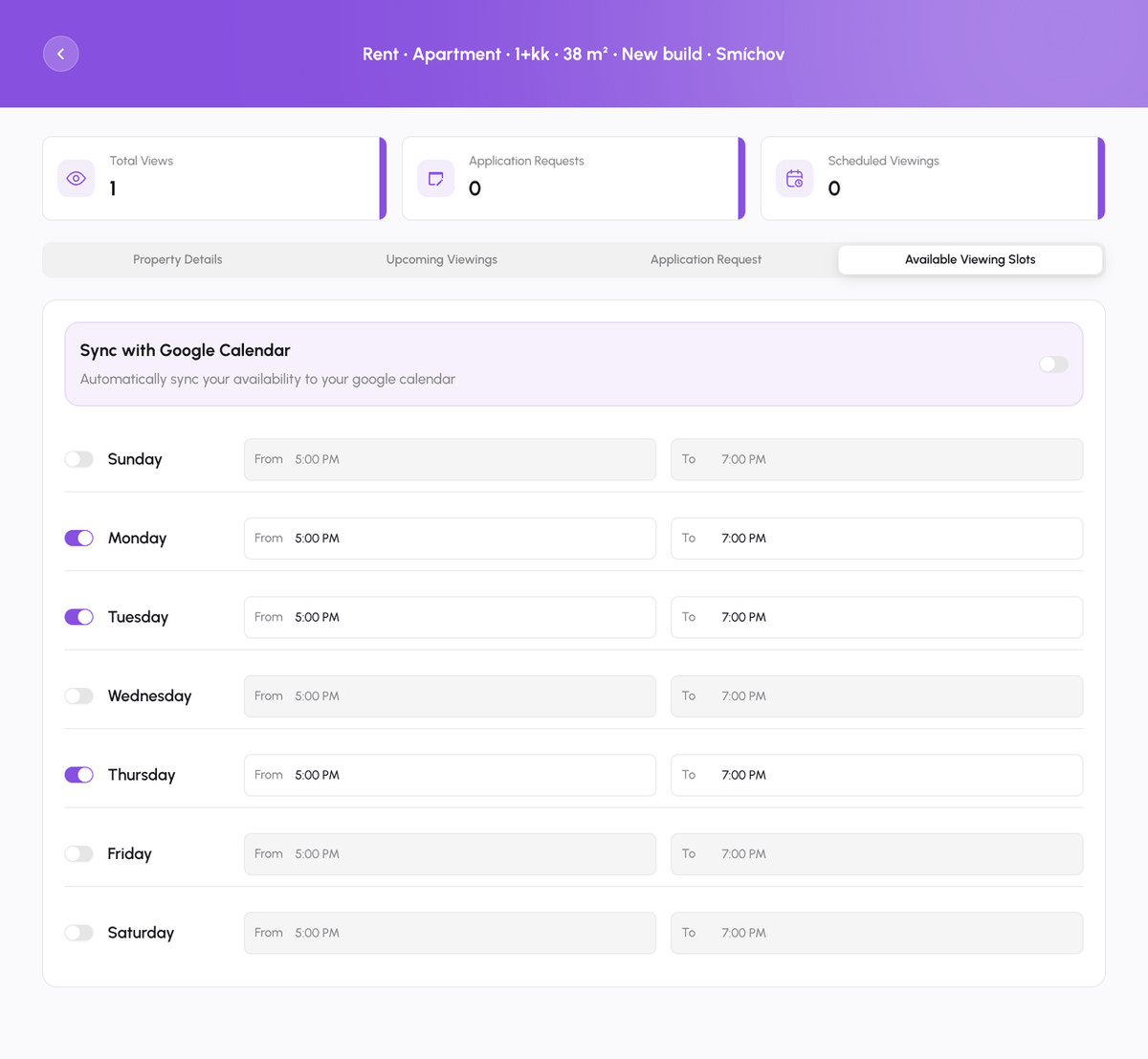 Manage Schedule availability settings for a listing