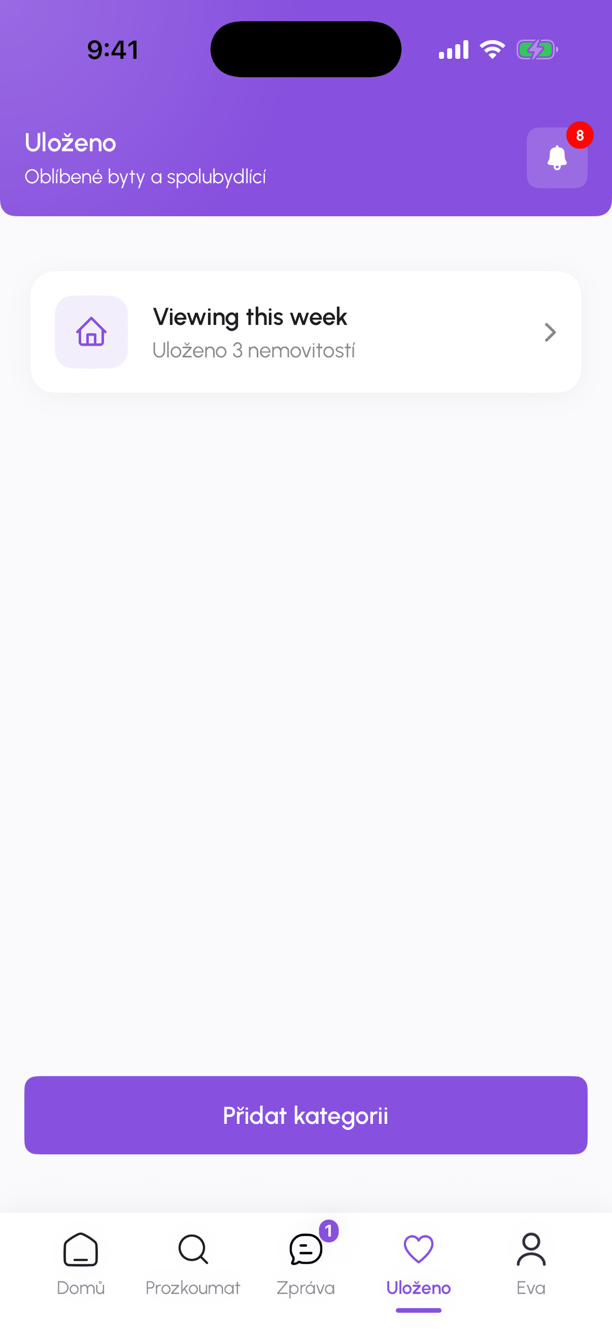 Záložka Uložené s kolekcemi