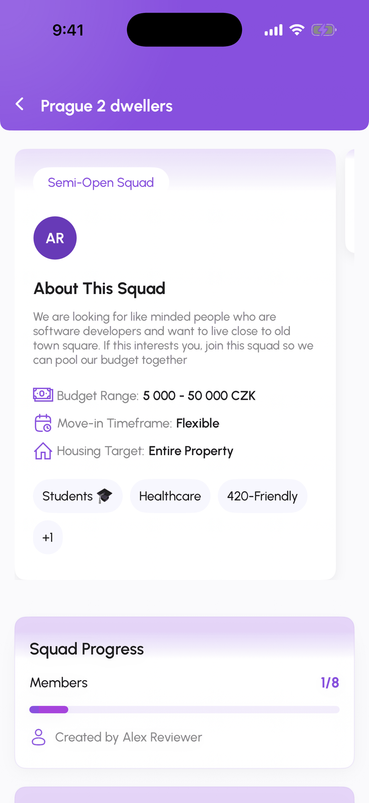 Squad details page