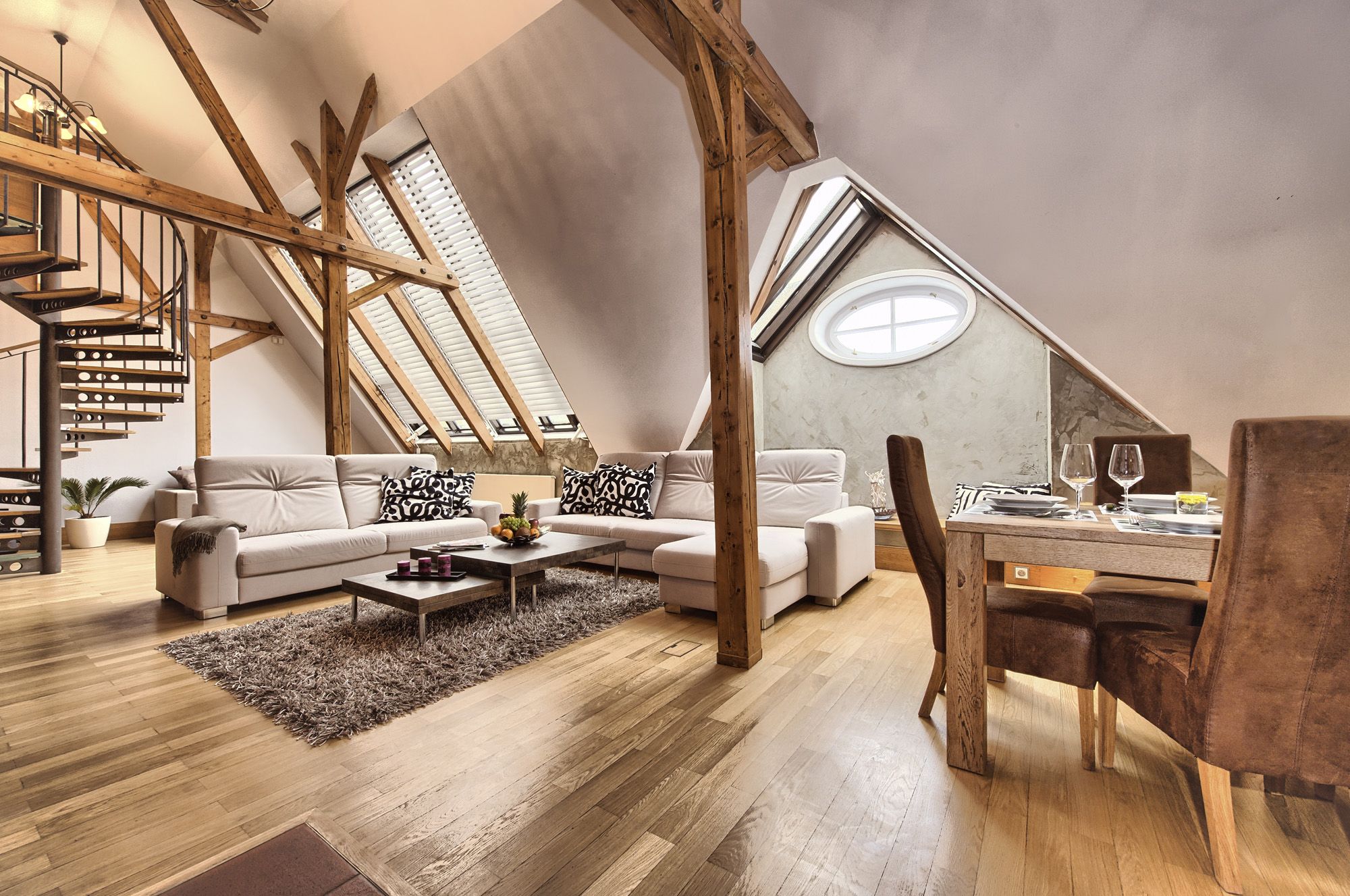 A bright Prague apartment with an open-plan kitchen, a typical 2+kk layout